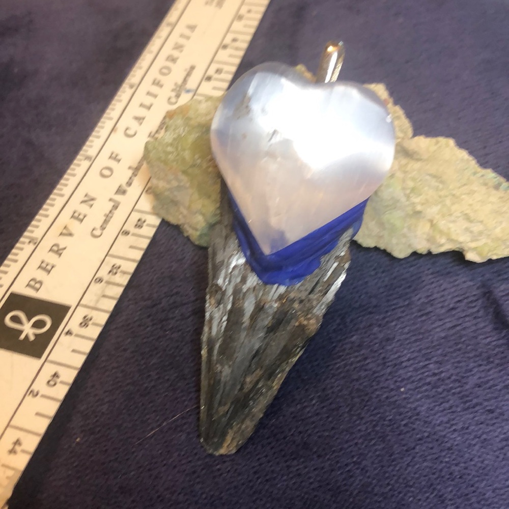 Kyanite Selenite Heart Pendant